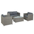 Gardeon 4-Piece Outdoor Sofa Set Wicker Couch Lounge Setting Grey - image 1