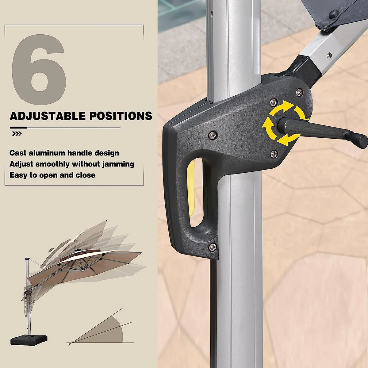 12ft Solar LED Patio Umbrella Outdoor Round Umbrella Large Cantilever Umbrella with LED Lights Windproof Bias Umbrella Heavy 