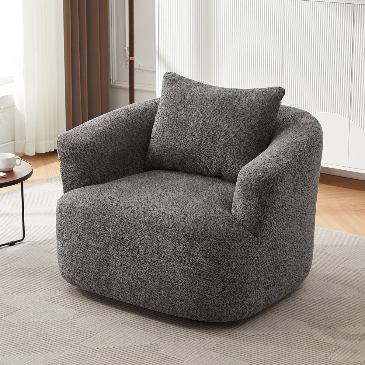 Harper & Bright Designs 360- Swivel Accent Chair, Barrel Chair Swivel Upholstered Sofa Chair with Cushion for Living Room Office, Beige - image 24