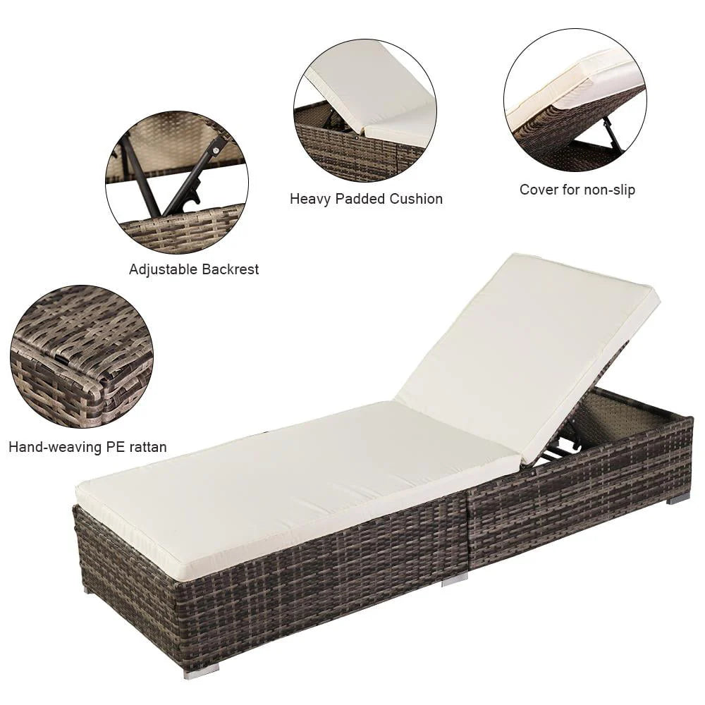 GoDecor Outdoor Wicker Rattan Sunloungers Recliner Sun Bed Lounger Pool Garden - image 7