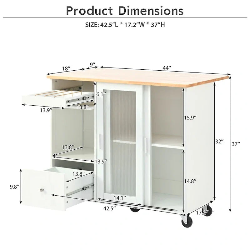 Merax Spacious Kitchen Island Cart with Adjustable Shelf and Dual Drawers - image 20