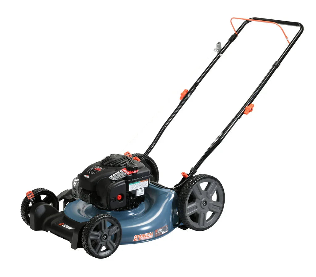 SENIX Gas Lawn Mower, 21-Inch, 125 cc 4-Cycle Briggs & Stratton Engine, 2-In-1 Push Lawnmower, 6-Position Height Adjustment with 11-Inch Rear Wheels, LSPG-M4, Blue - image 4