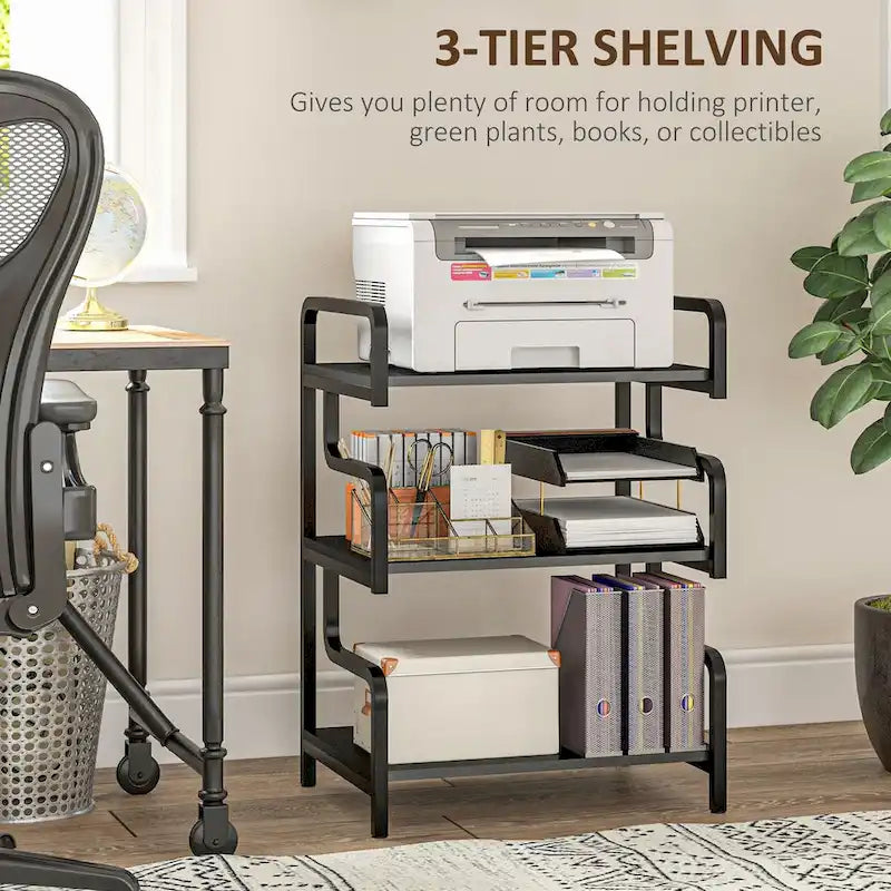 HOMCOM Industrial 3-Tier Printer Stand with Storage - Versatile Metal Rack for Home Office - image 15