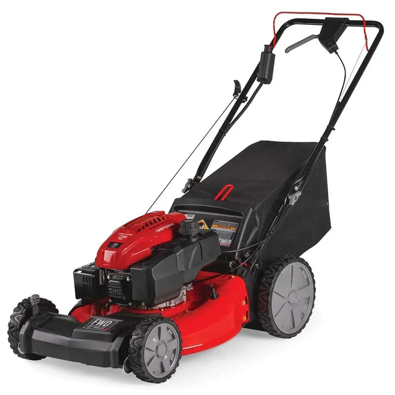 M275 159cc 21Inch 3in1 HighWheeled SelfPropelled FWD Gas Powered Lawn Mower, with Bagger, Red