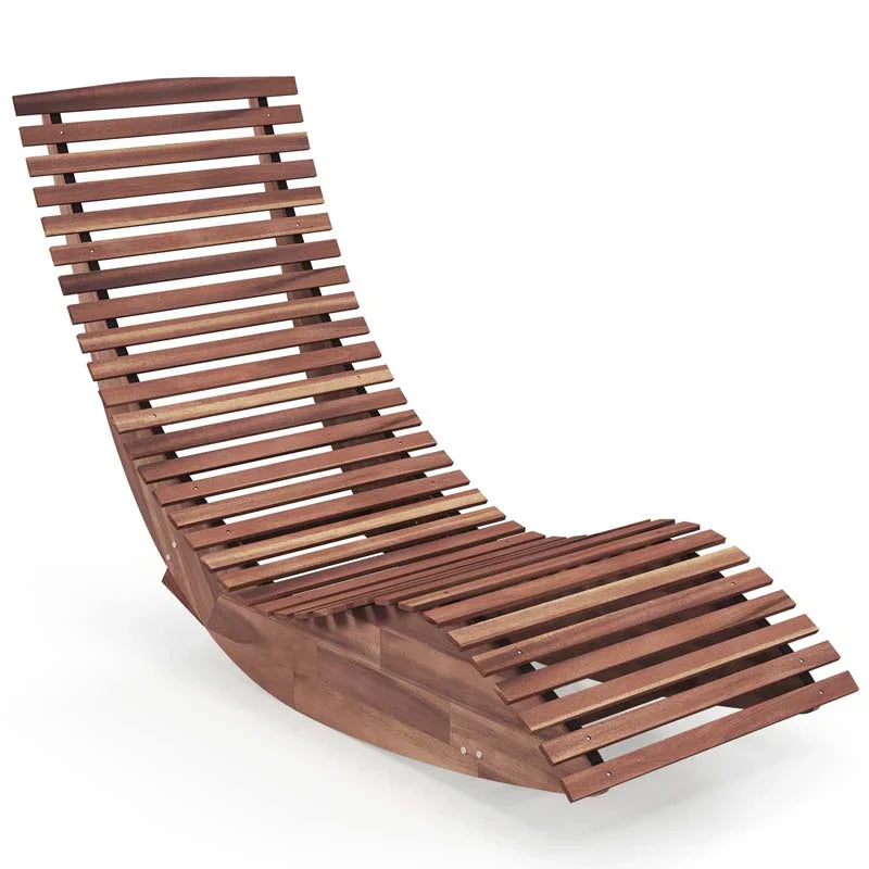 Acacia Wood Outdoor Patio Rocking Chair With Widened Slatted Seat Amp High Back Porch Rocker Sun Lounger For Backyard Garden 
