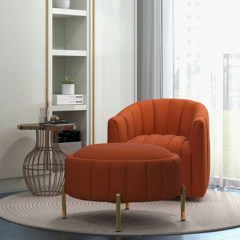 Swivel Accent Chair with Ottoman Set and Upholstered Cushion - image 30