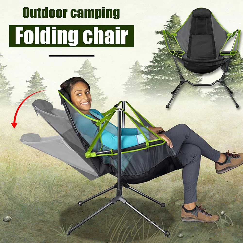 VEANERWOOD Hammock Camping Chair Folding Rocking Chair with Pocket Steel Heavy Duty Portable Camping Chair with High Back Out
