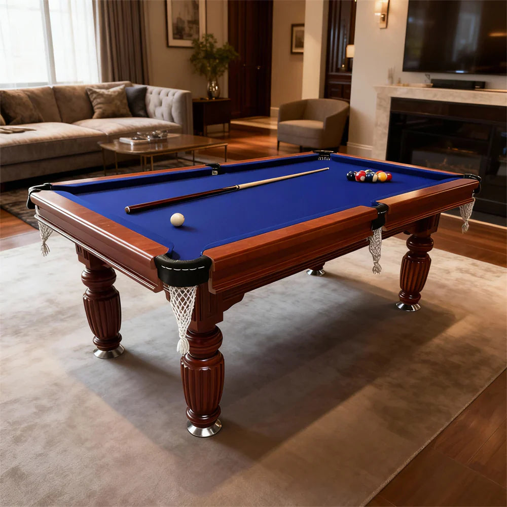 Classic Slate Pool Table with Cues and Balls Set for Home or Lounge, Walnut Wood, 8FT - image 6