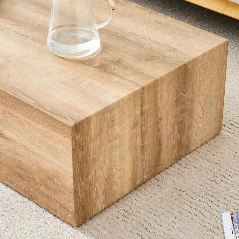 Contemporary Rectangular Coffee Table with Sturdy Base and Imitation Marble Finish for Living Room - image 12