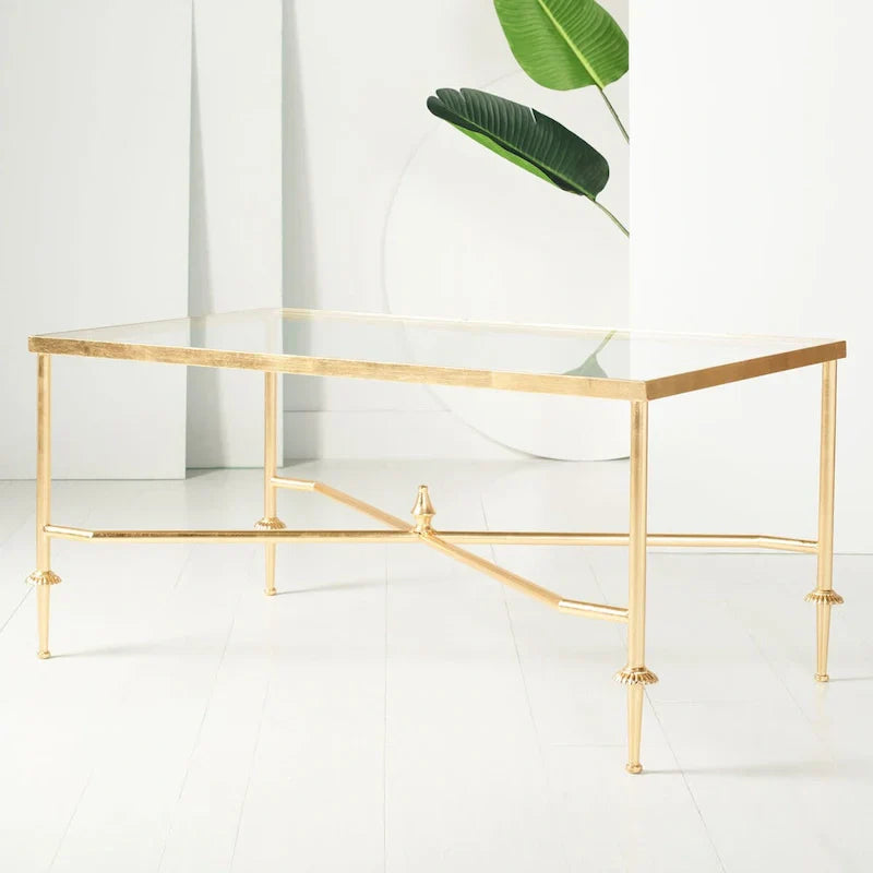 SAFAVIEH Couture Araminta Gold Leaf Coffee Table - Dimensions: 44" W x 24" L x 20.5" H - image 1