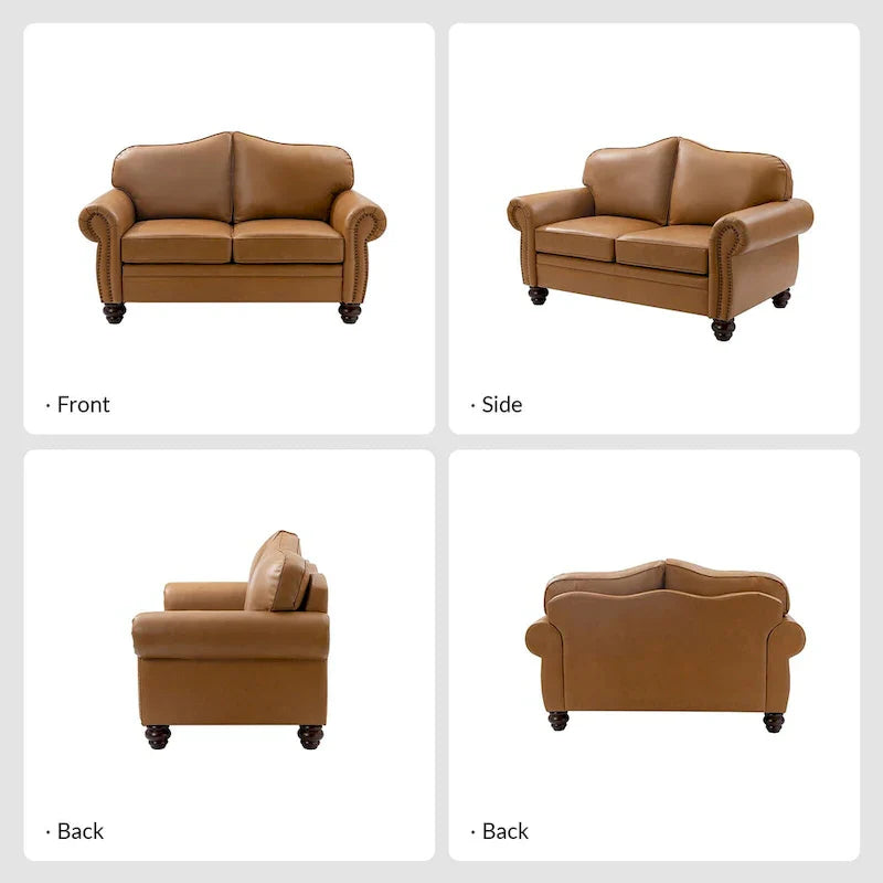 Angel Transitional Genuine Leather Sofa with Tufted Backrest by HULALA HOME - image 11
