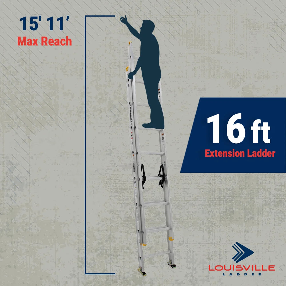 Louisville Ladder 16-Foot Aluminum Extension Ladder, 250-Pound Load Capacity, Type I, AE3216 - image 6