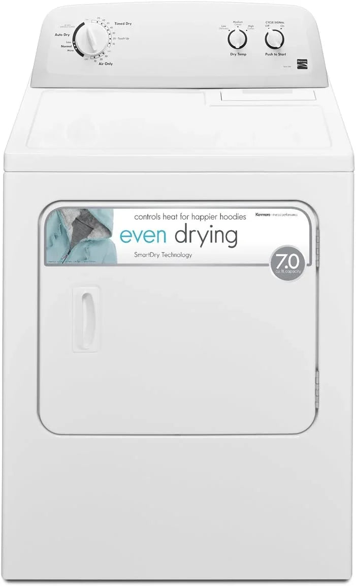 29′′ Front Load Electric Dryer with Wrinkle Guard and 7.0 Cubic Ft. Total Capacity, White