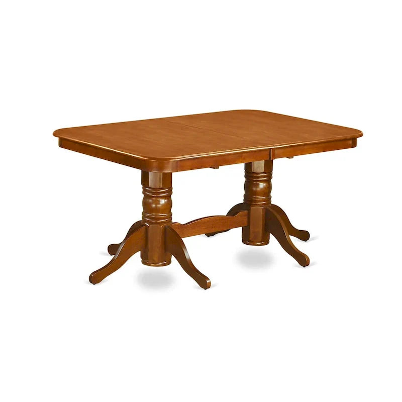 East West Furniture 9-Piece Saddle Brown Kitchen Dining Set - Rectangular Table with 8 Chairs (Various Seat Options) - image 3