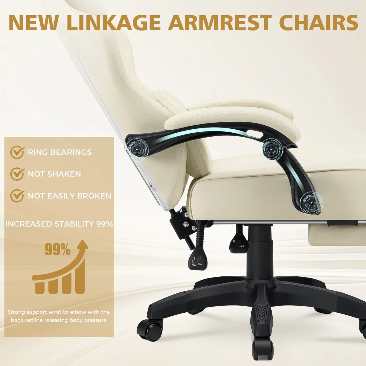Hoffree Gaming Chair with Massage and Footrest Big and Tall Gamer Chair with Headrest and Lumbar Support PU Computer Game Chair for Adults Office - image 62