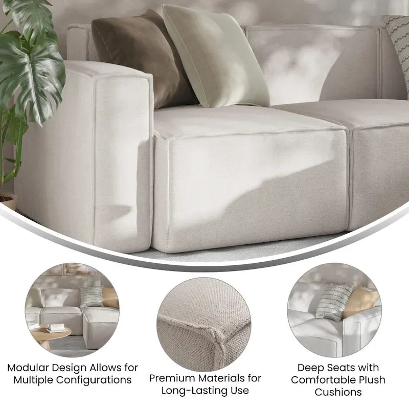 Modern Left Armrest Modular Sectional Sofa Chair - image 22