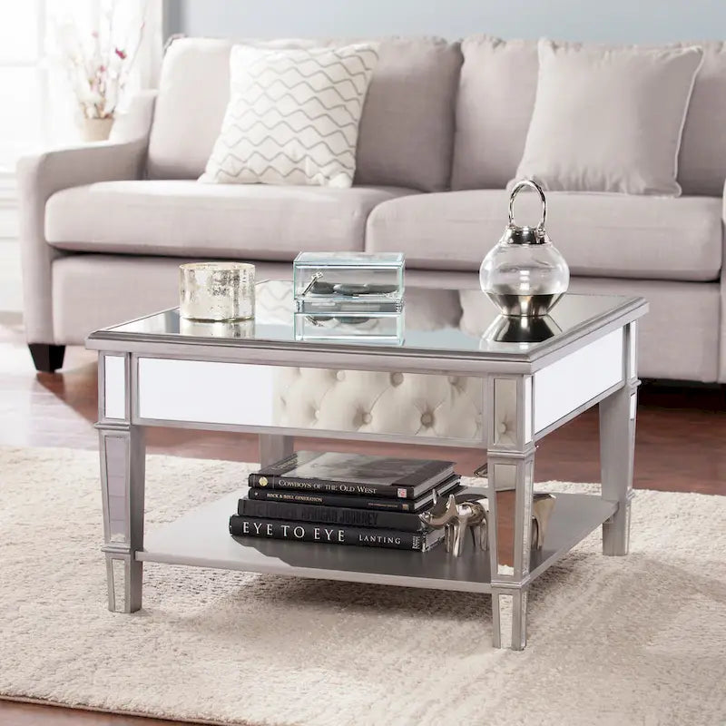 SEI Furniture Wheaton Square Coffee Table with Shelf and Mirror Finish - image 1