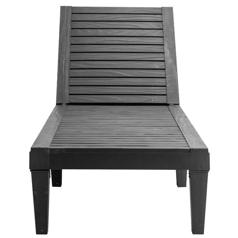 Outdoor Chaise Lounge Chair Patio Recliner Adjustable With 5 Positions Wood Texture Design Waterproof Easy To Assemble - Comf