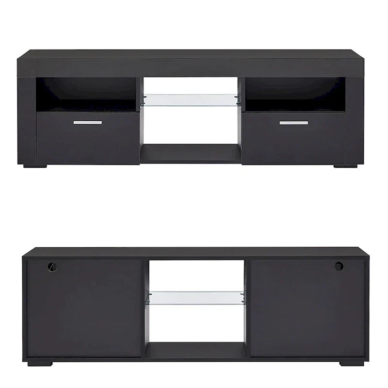 Contemporary LED TV Stand Media Console with Illuminated Features - High Gloss Finish, 51L x 14W x 16H inches - image 14