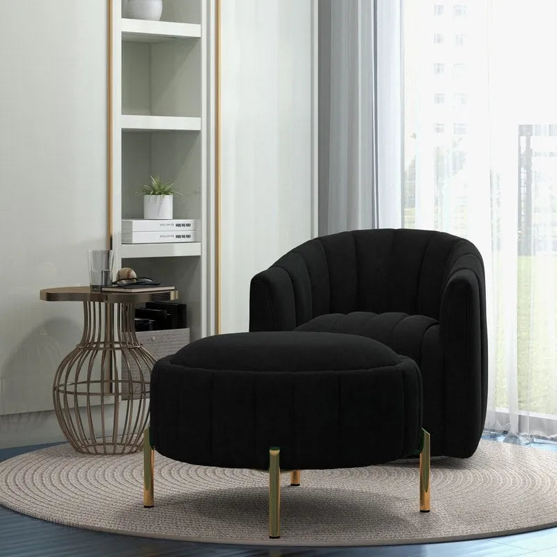 Swivel Accent Chair with Ottoman Set and Upholstered Cushion - image 39