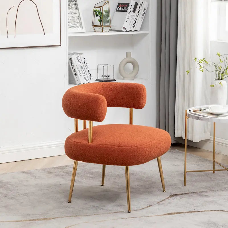 SEYNAR Contemporary Glam Upholstered Open-Back Accent Chair with Gold Legs - image 26