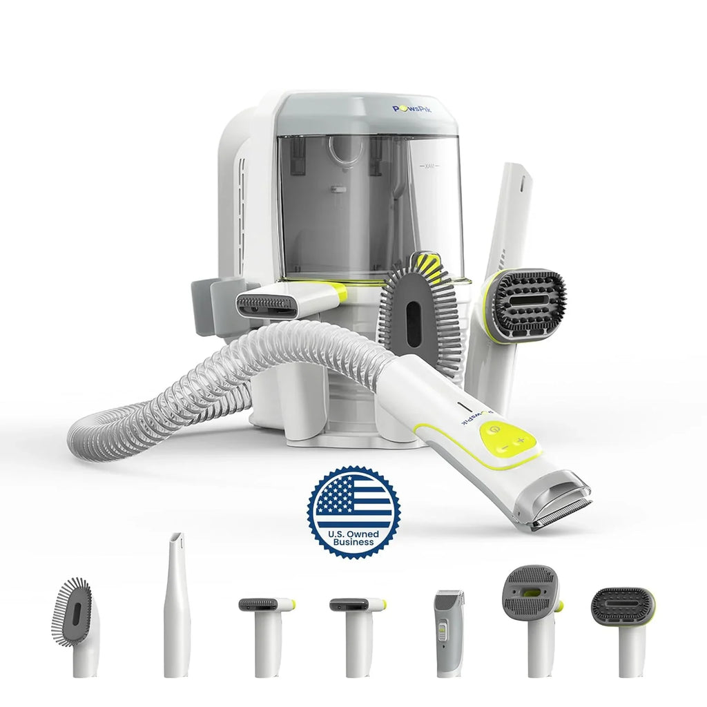 Professional Pet Grooming Vacuum Kit, Dogs & Cats, Direct Handheld Control, 7 Grooming Tools, 6 Suction Levels, Large 2.2L Du