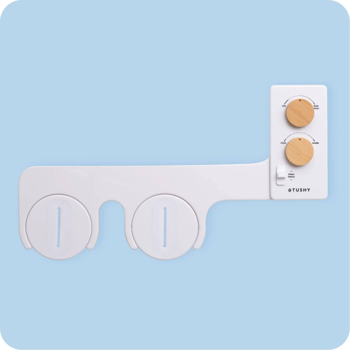 Tushy Spa 3.0 Bidet Attachment / Warm Water / White with Bamboo Knobs - image 1