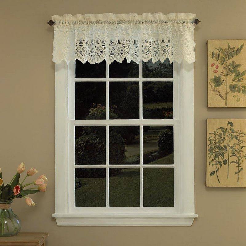 Sweet Home Collection Old World Style Floral Heavy Lace Curtain Valance - image 1