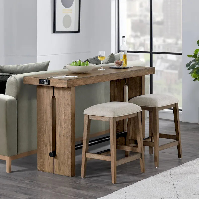 Landmark 60-Inch Wide Sofa Table with Dual Legs in Weathered Oak Finish - image 5