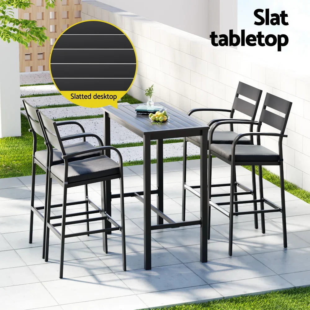 Gardeon Outdoor Bar Set 5-Piece Patio Dining Chairs Aluminium Table Stools - image 6