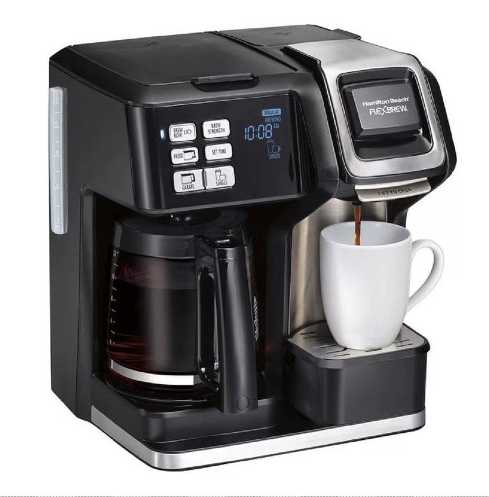 Hamilton Beach FlexBrew Trio 2-Way Coffee Maker, Compatible with K-Cup Pods or Grounds, Combo, Single Serve & Full 12c Pot, Black - image 1