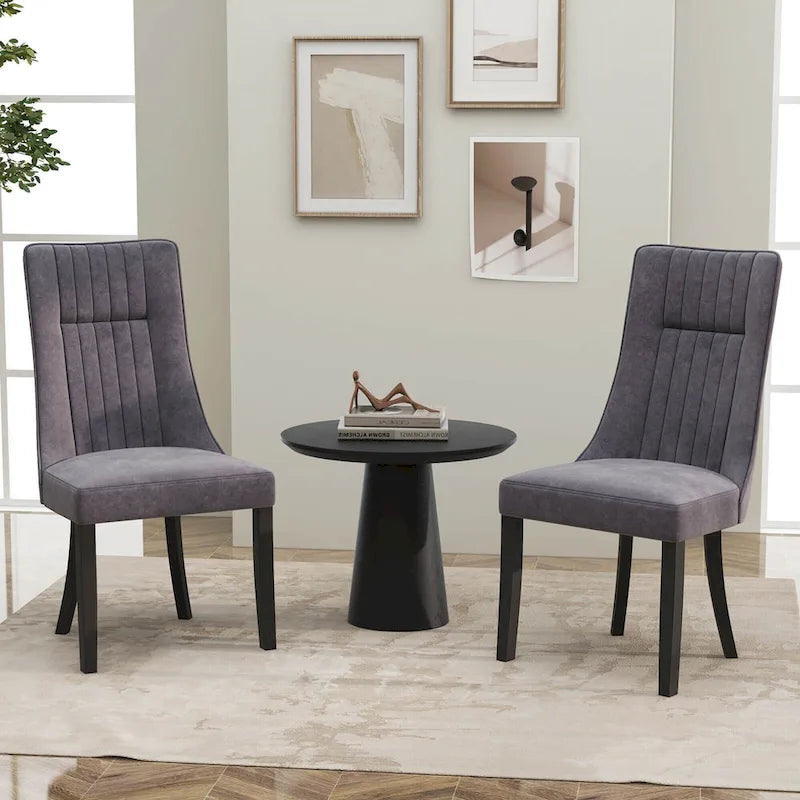 Costway Set of 2/4 Channel Tufted Dining Chairs with High Backrest - image 5