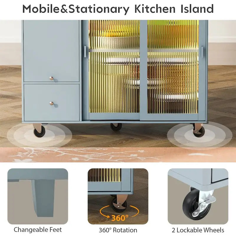 Merax Spacious Kitchen Island Cart with Adjustable Shelf and Dual Drawers - image 7