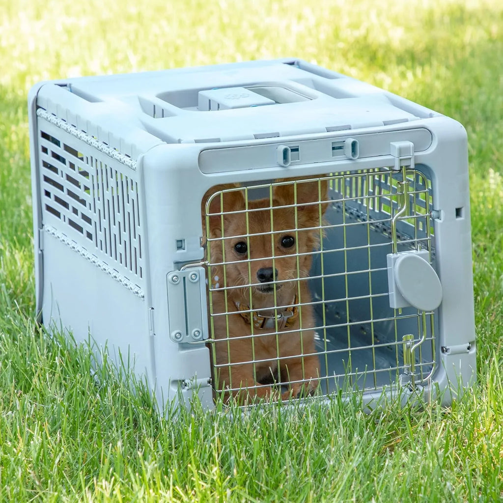 Designs Plastic Kennels Rolling Plastic Airline Approved Wire Door Travel Dog Crate, XXX-Large, Gray - image 35
