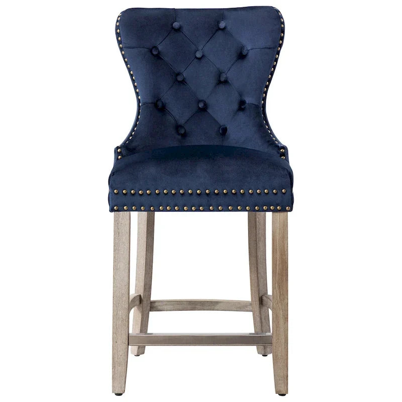 Carter 24-Inch Wingback Tufted Counter Stool with Antique Grey Legs and Nailhead Trim - image 11