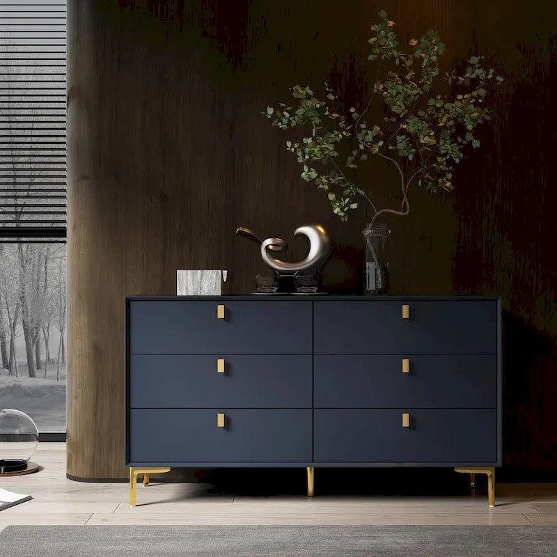 Mid-Century 6-Drawer Storage Dresser Chest Sideboard - image 1