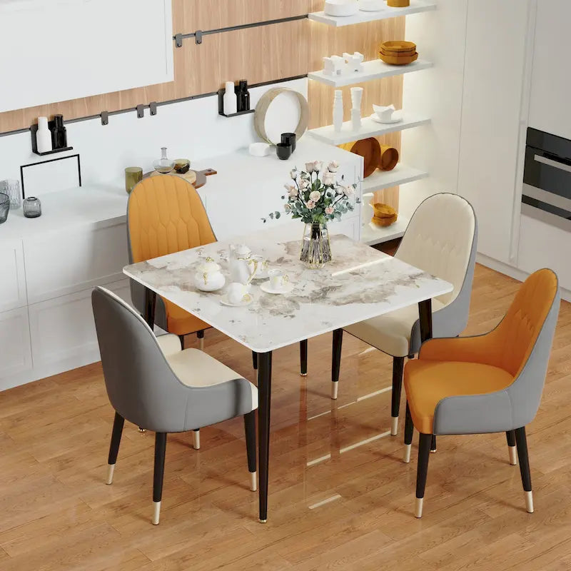 Contemporary Slate Kitchen Dining Table with Sintered Stone Surface and Metal Legs (Table Only) - 31.5 x 31.5 x 30 inches - image 10