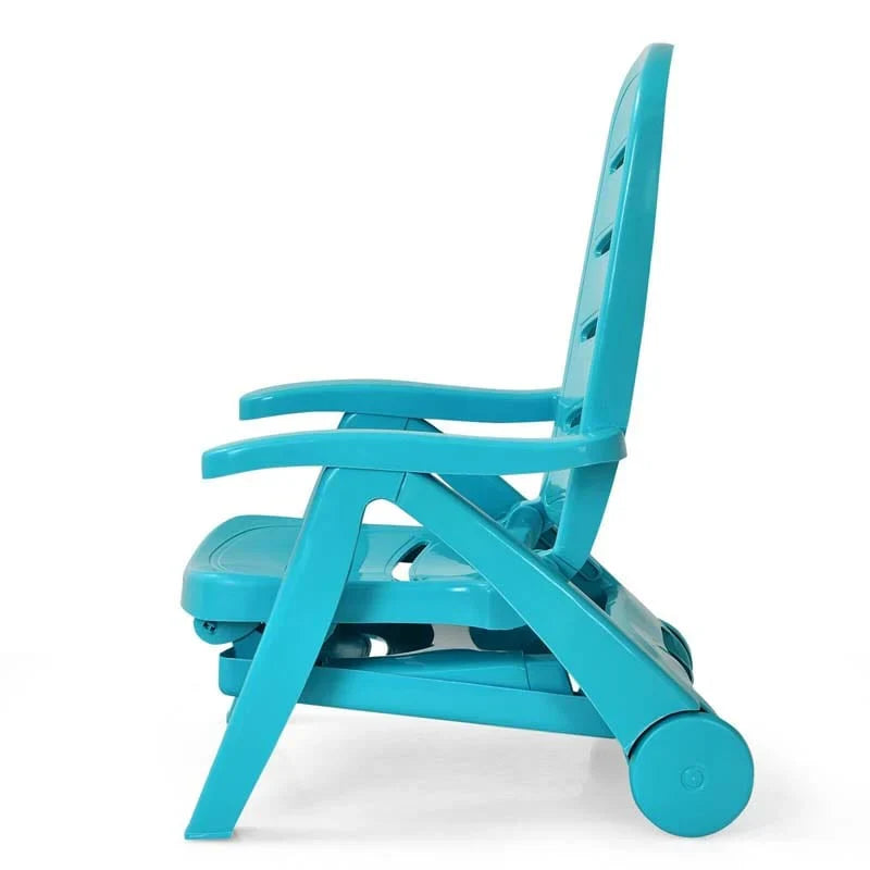 Rolling Folding Plastic Pool Lounge Chair With Armrests 5 Position Outdoor Sun Lounger Patio Deck Chair Beach Chair - Comfort
