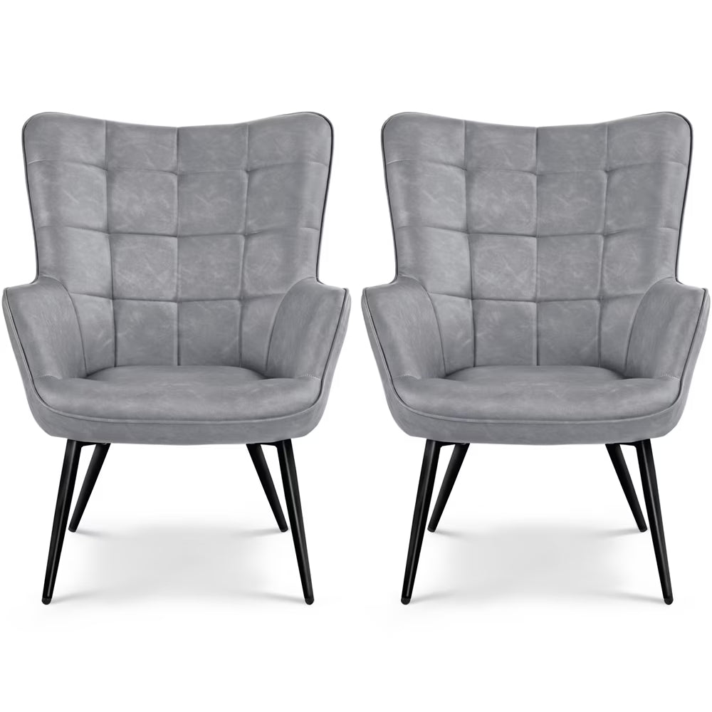 Alden Design Mid-Century Modern Faux Leather Wingback Accent Chair, Brown - image 3