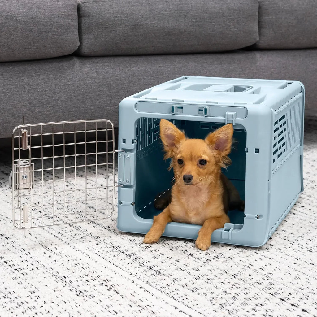 Designs Plastic Kennels Rolling Plastic Airline Approved Wire Door Travel Dog Crate, XXX-Large, Gray - image 39