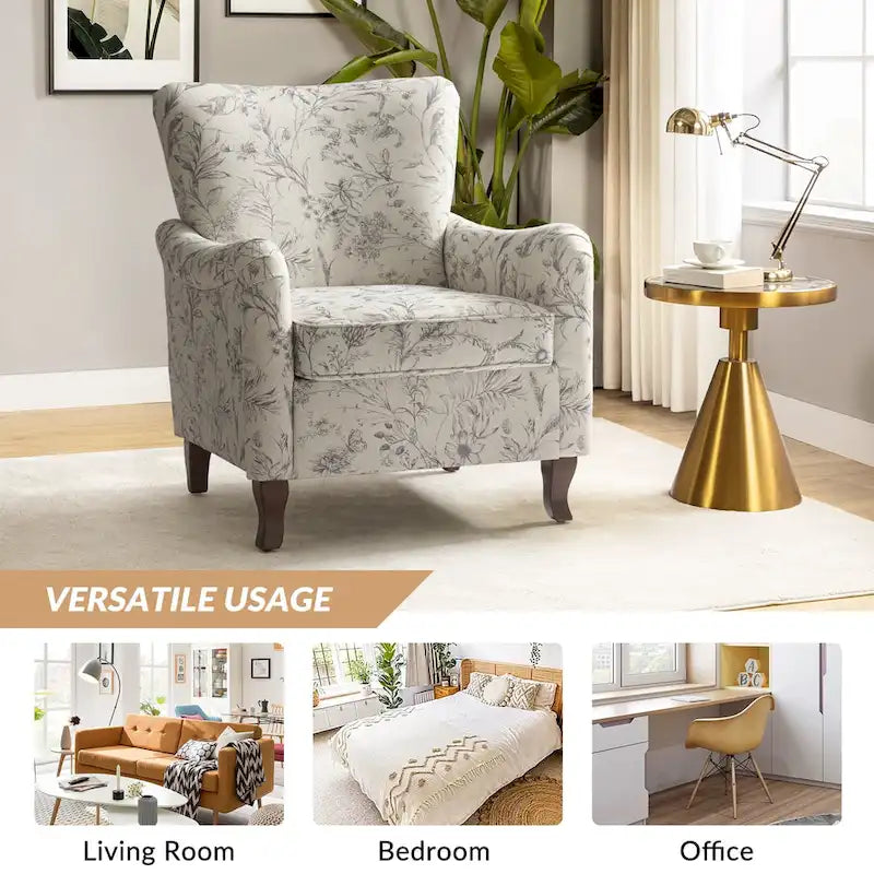 Set of 2 Samouel Contemporary Floral Wingback Armchairs by HULALA HOME - image 18