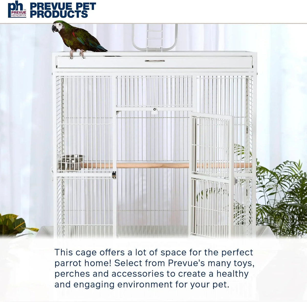 Pet Products Wrought Iron Select Bird Cage 3154C, Chalk White, 36-Inch by 24-Inch by 66-Inch