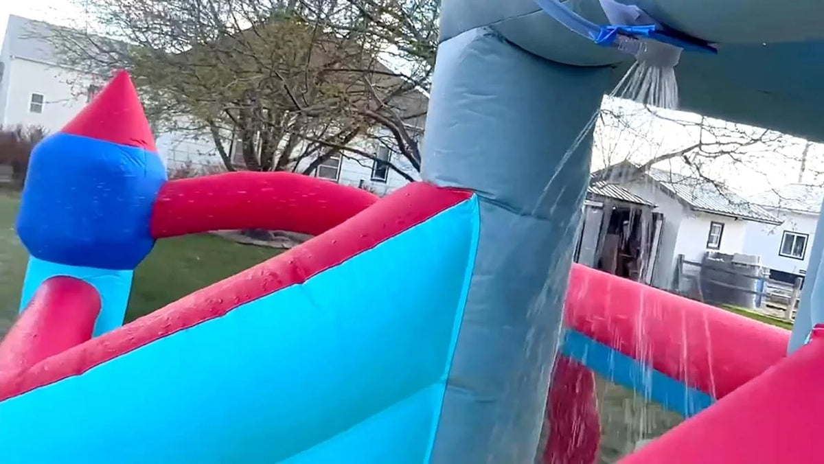Inflatable Water Slides for Kids 8-in-1 Bounce House Water Park with 450W Blower Climbing Wall, Splash Pool, 2 Water Cannons,