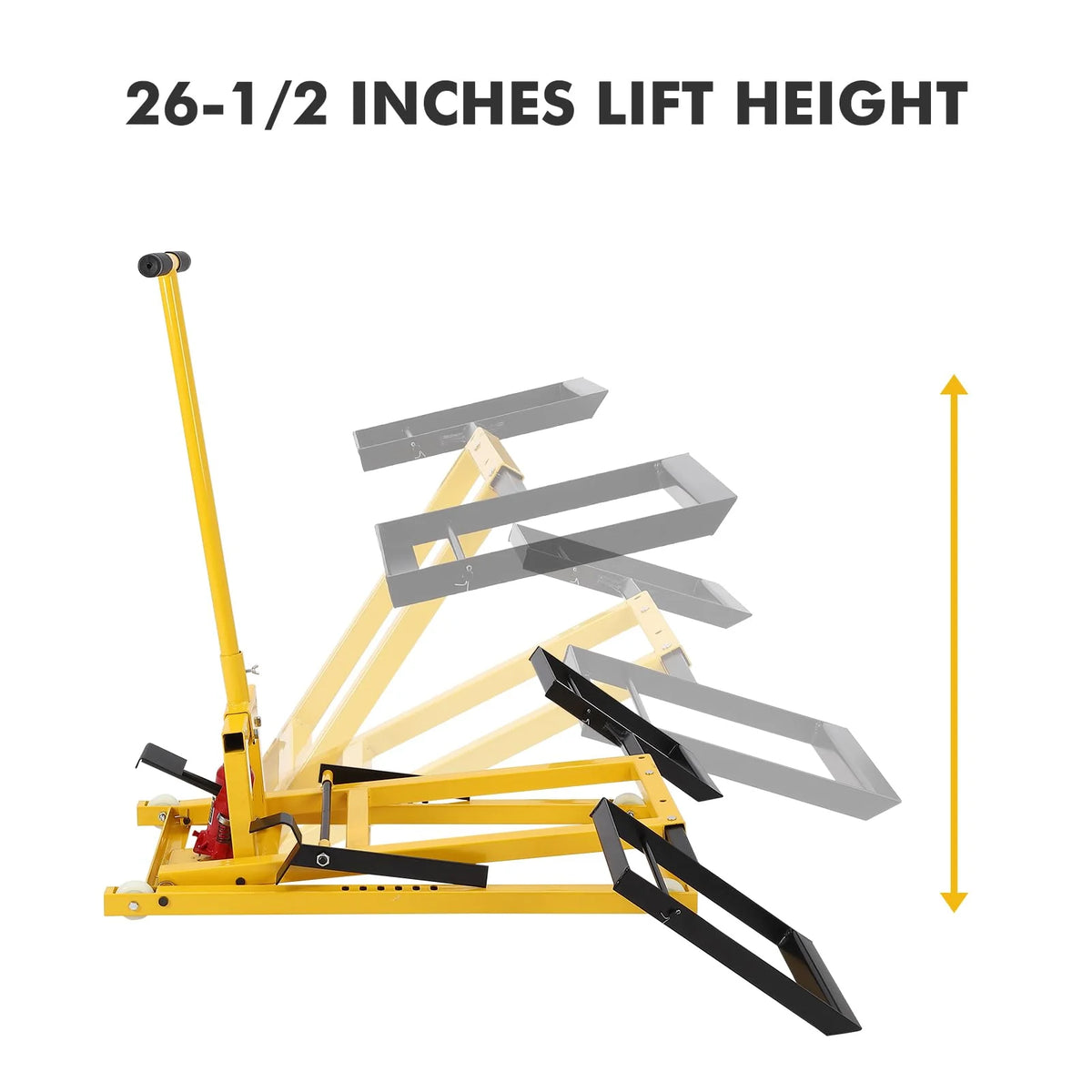 Lawn Mower Lift with Hydraulic Jack, 26 Inches Lawn Mower Lift, Welded Solid Steel Construction, Weight Capacity 500 LBS, for Riding Lawn Mowers Tractors, ATVs Maintenance - image 12