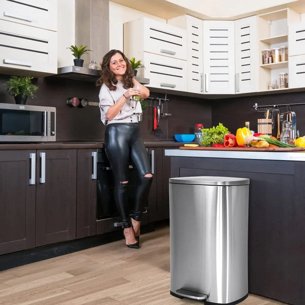 Bigacc 13 Gallon 50 Liter Kitchen Trash Can with Touch-Free & Motion Sensor, Automatic Stainless-Steel Garbage Can, Anti-Fing