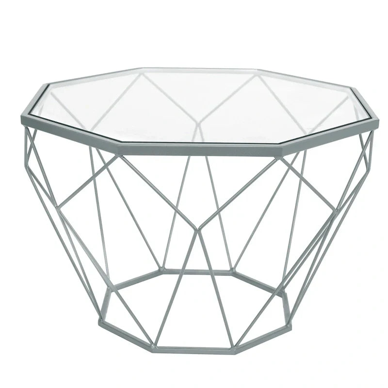 Malibu 22 Modern Octagonal Coffee Table with Tempered Glass Top and Durable Metal Geometric Base for Living Room or Office - image 8