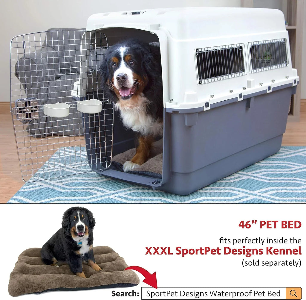 Designs Plastic Kennels Rolling Plastic Airline Approved Wire Door Travel Dog Crate, XXX-Large, Gray - image 54