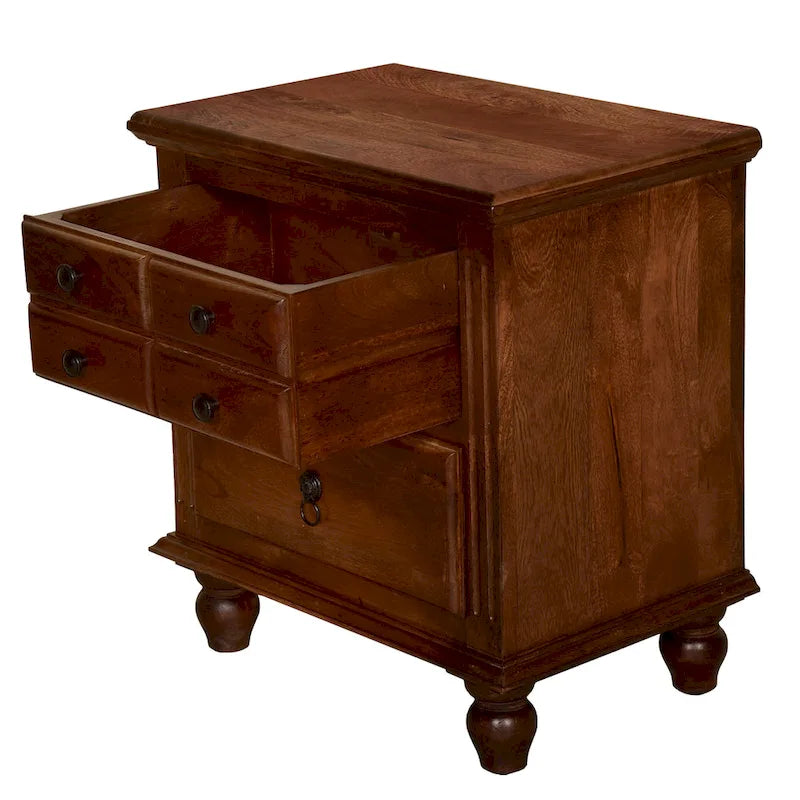 26-Inch Artisan Nightstand with 2 Drawers, Black Powder-Coated Knobs, Walnut Brown Mango Wood - image 2