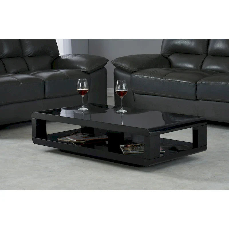 Artiva CASA Contemporary Glossy Black Lacquer Coffee Table - 48" x 24" x 12" - image 1