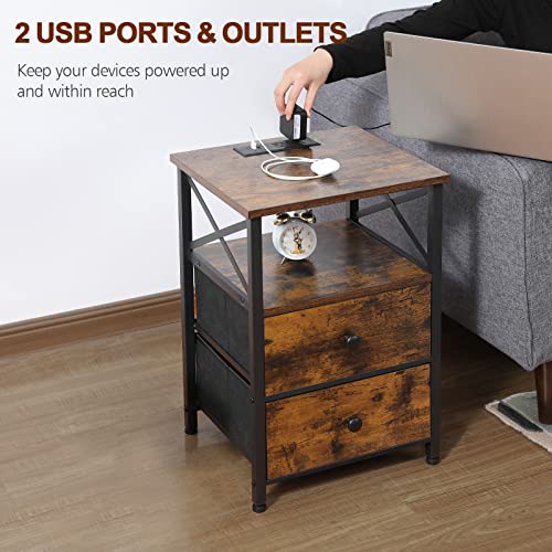 AMHANCIBLE Night Stand Set 2, Nightstand with Charging Station - image 9
